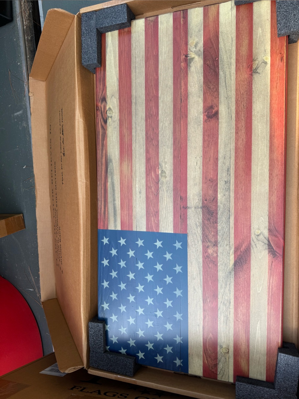 Flags of Valor Rustic American Flag Wood Wall Art - Red, Blue, Natural